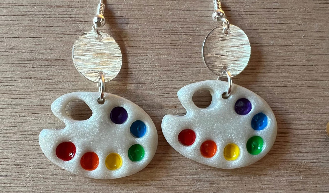homemade art palette earrings
