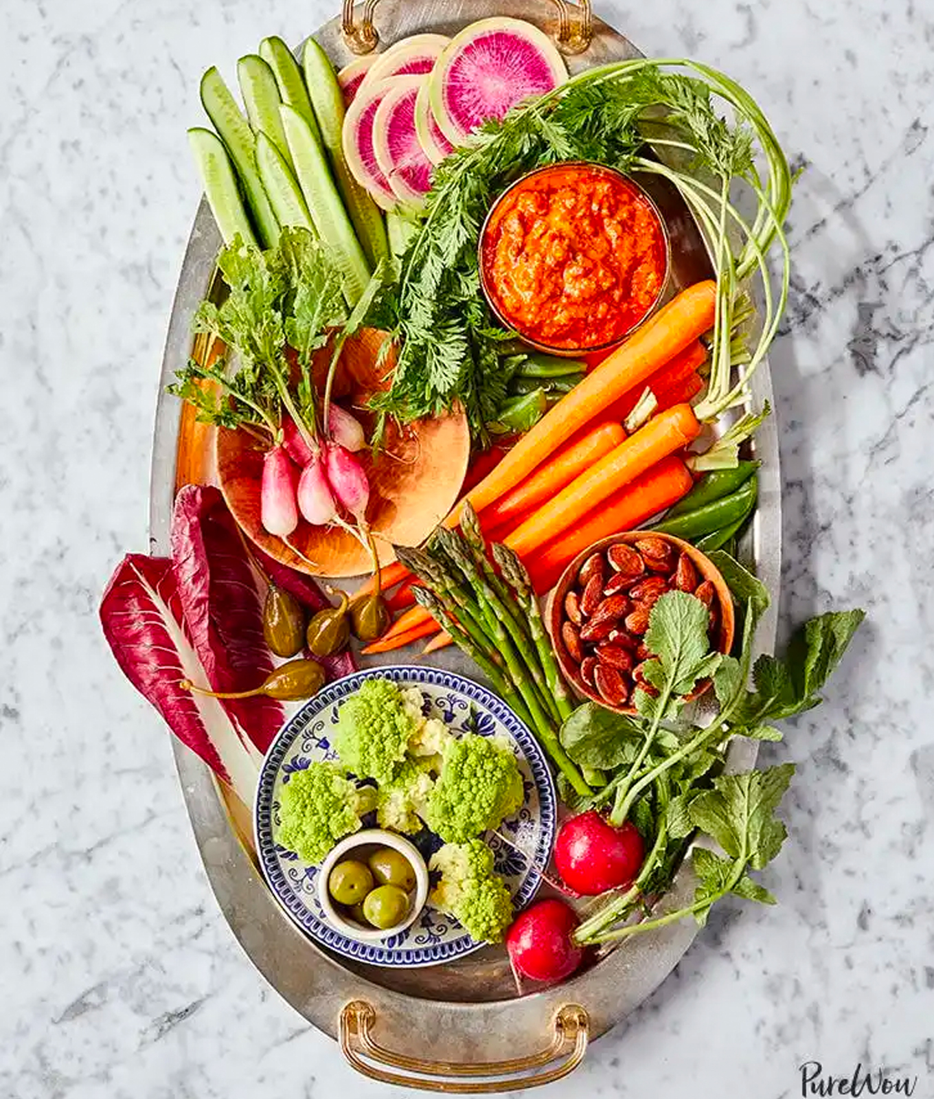 Easter Appetizers Spring Crudite%CC%81s with Romesco Sauce