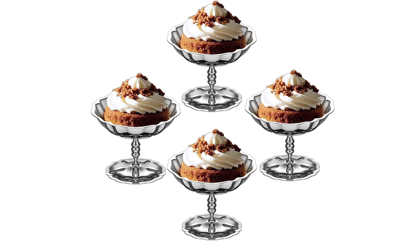 silver ice cream bowls