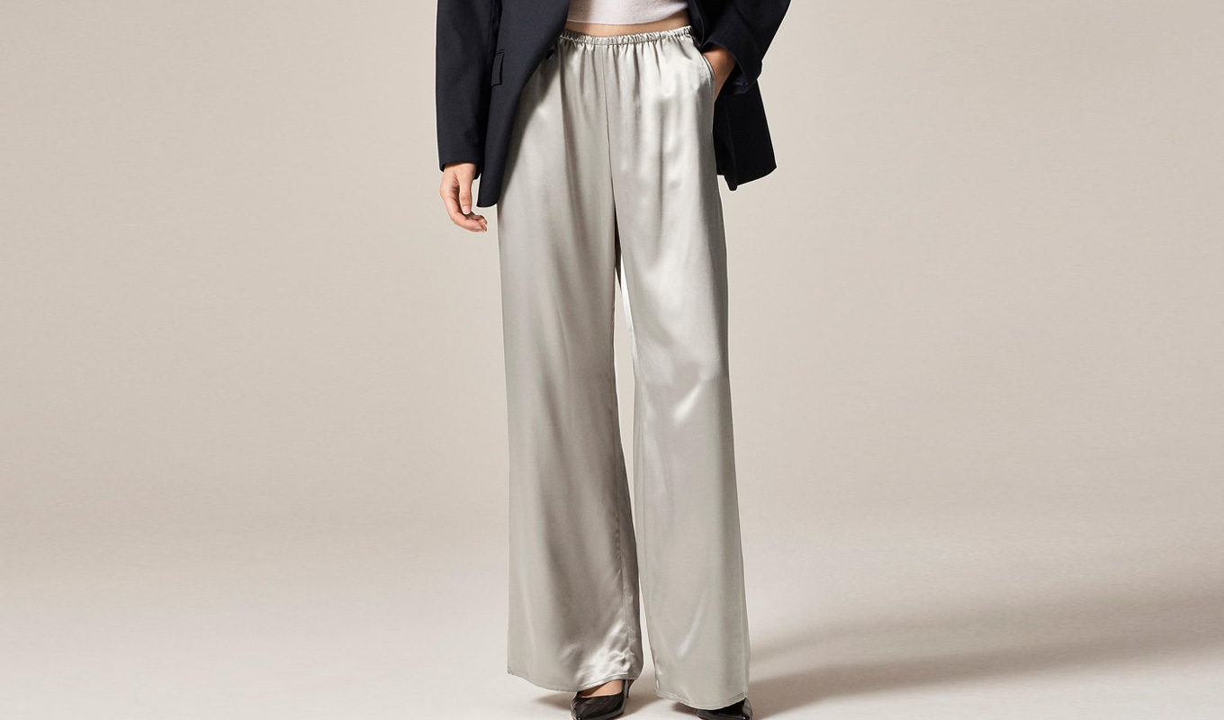 jcrew silver satin pants