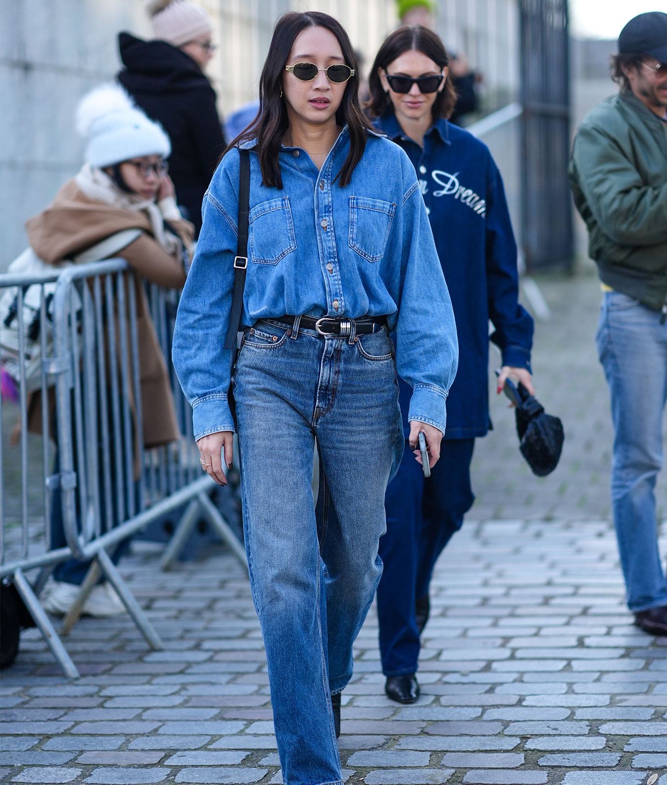 How to Wear an Oversize Shirt: Break Up a Double Denim ‘Fit with a Belt