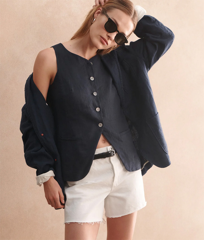 brands like everlane: Alex Mill suit and shorts
