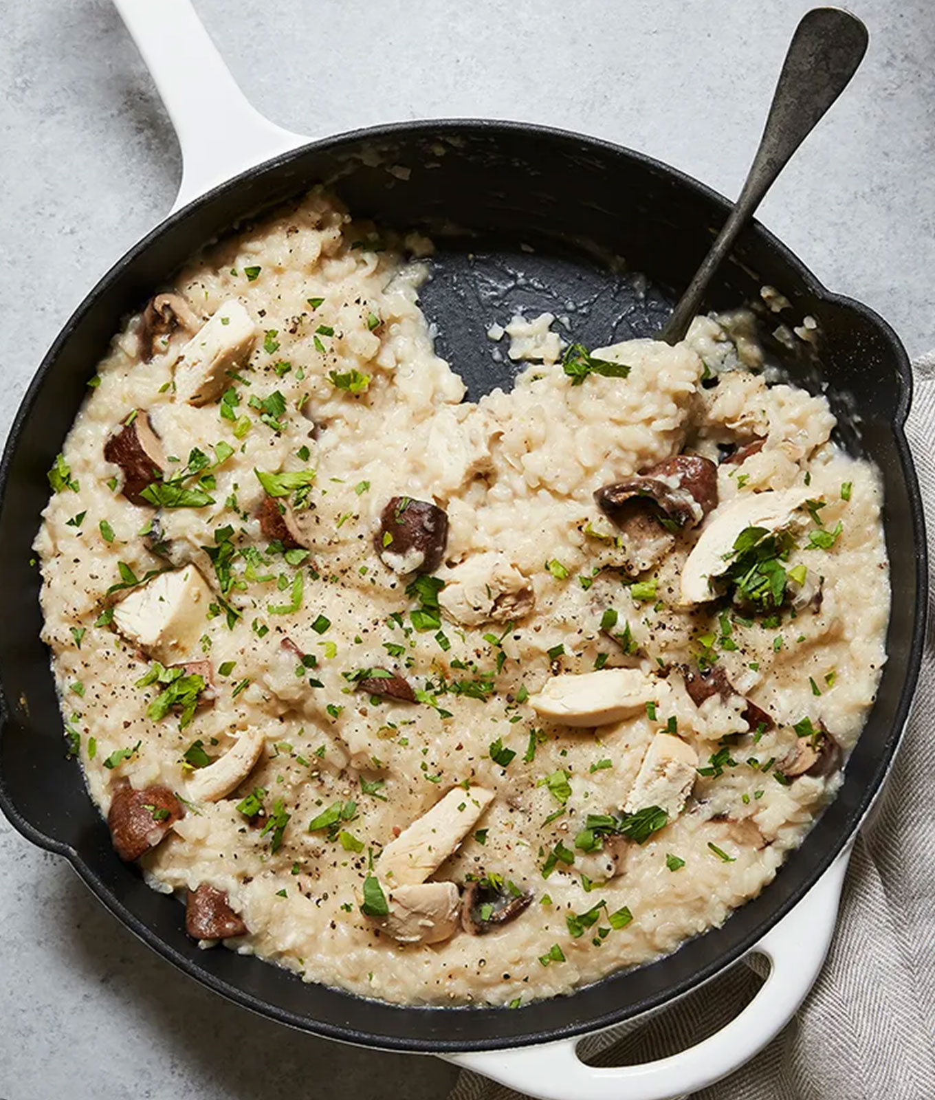 december dinner recipes: baked chicken and mushroom risotto