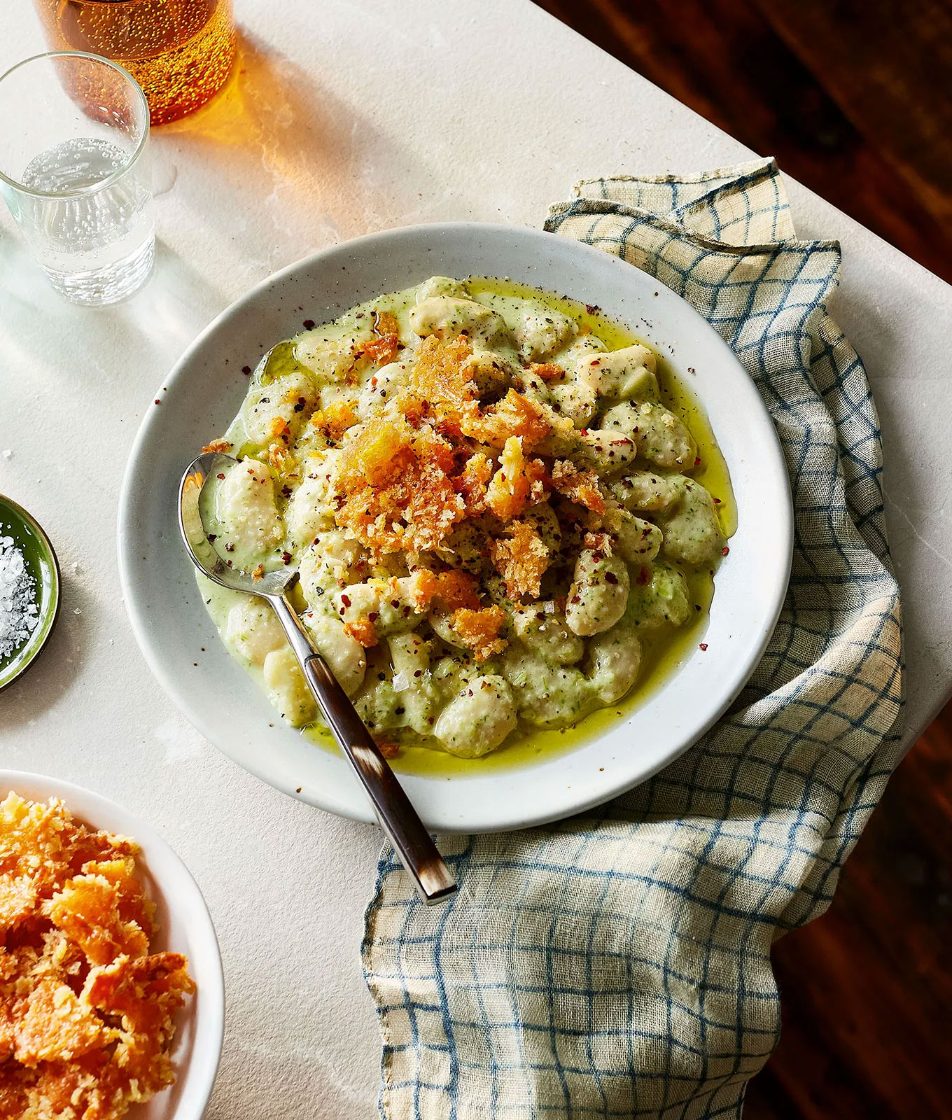december dinner recipes: broccoli cheddar beans with crispy cheddar panko