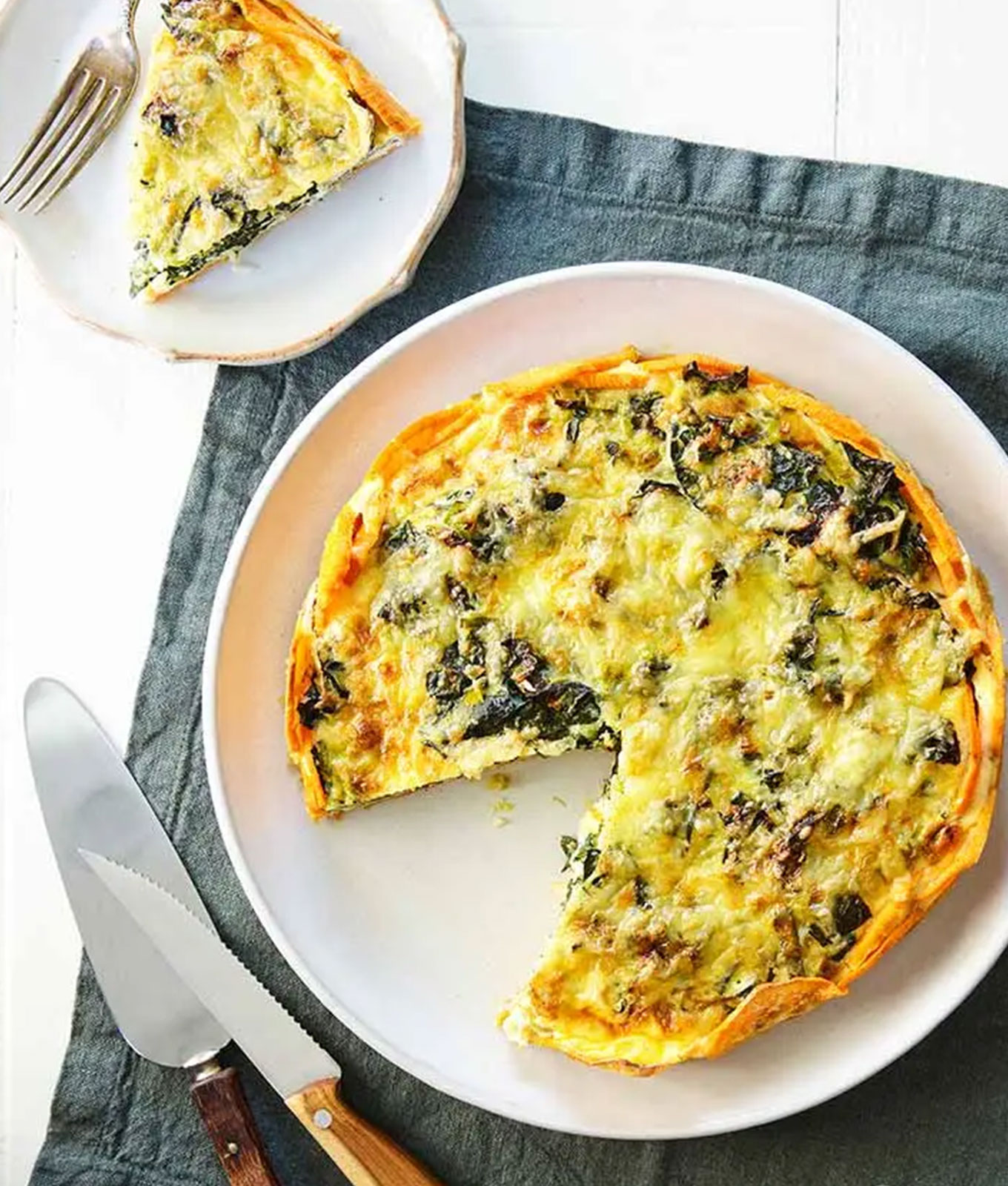 december dinner recipes: quiche with sweet potato crust