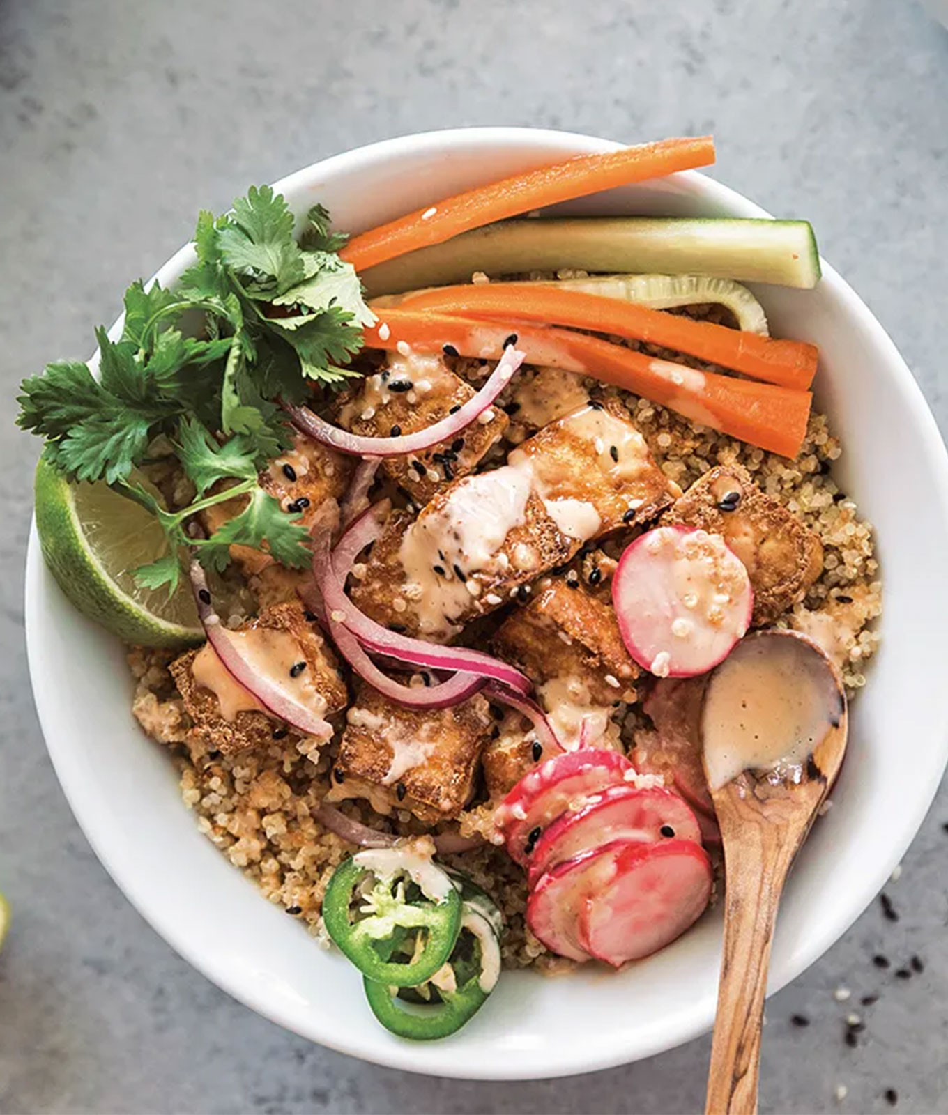 december dinner recipes: veggie banh mi bowls with crispy tofu