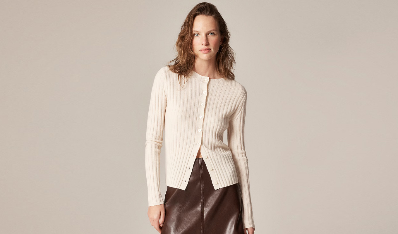 jcrew ivory ribbed cardigan