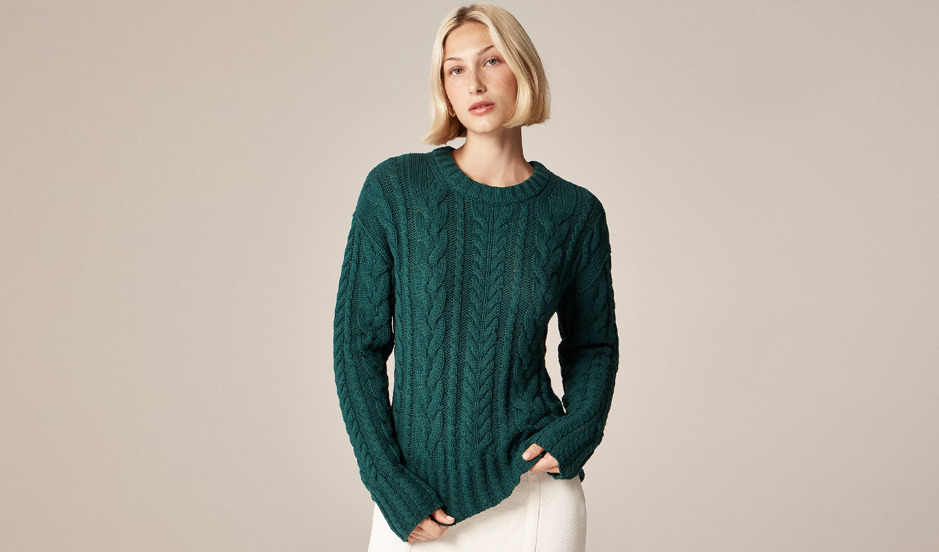jcrew black friday sale green cable knit sweater