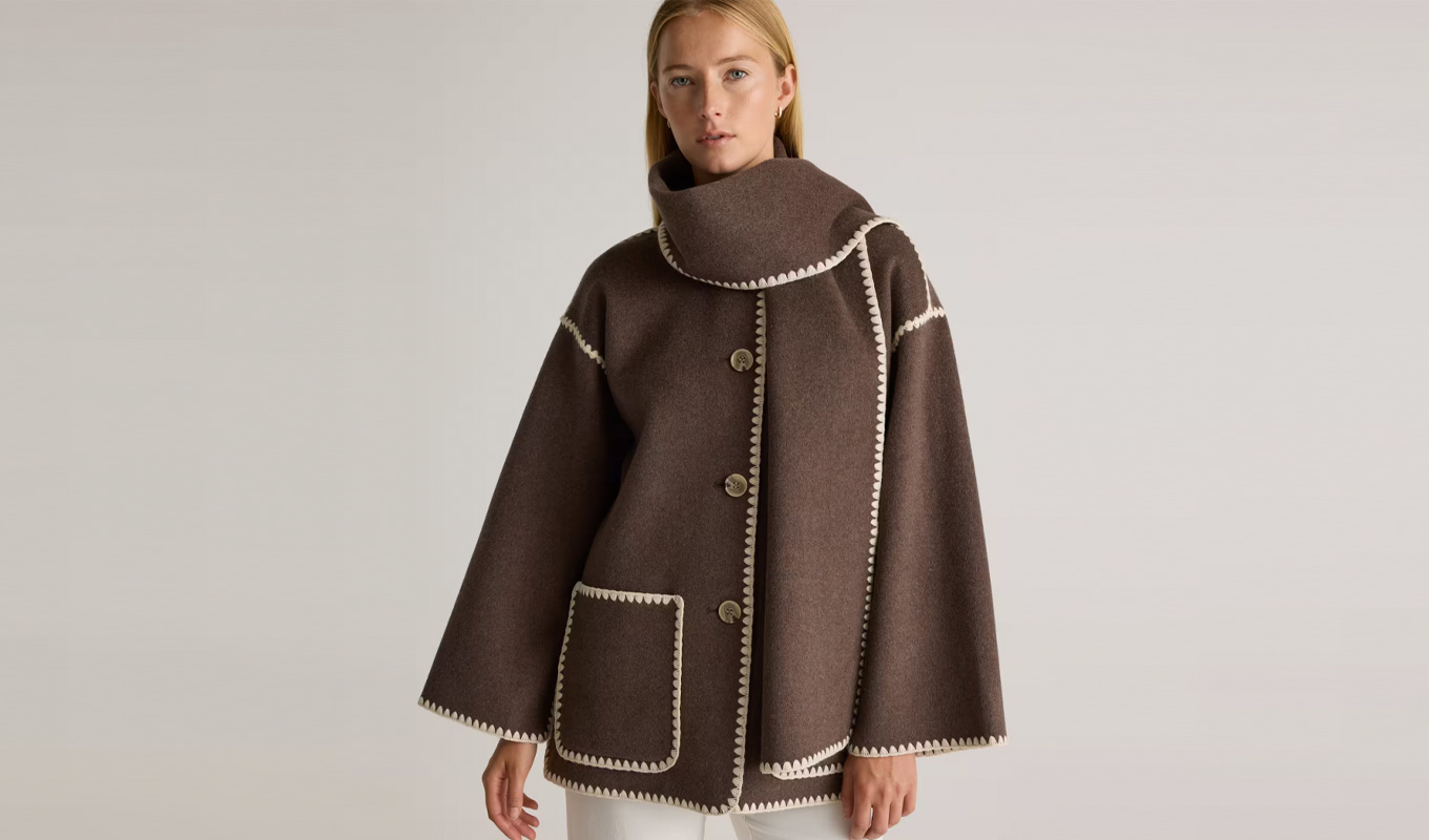 quince brown scarf coat