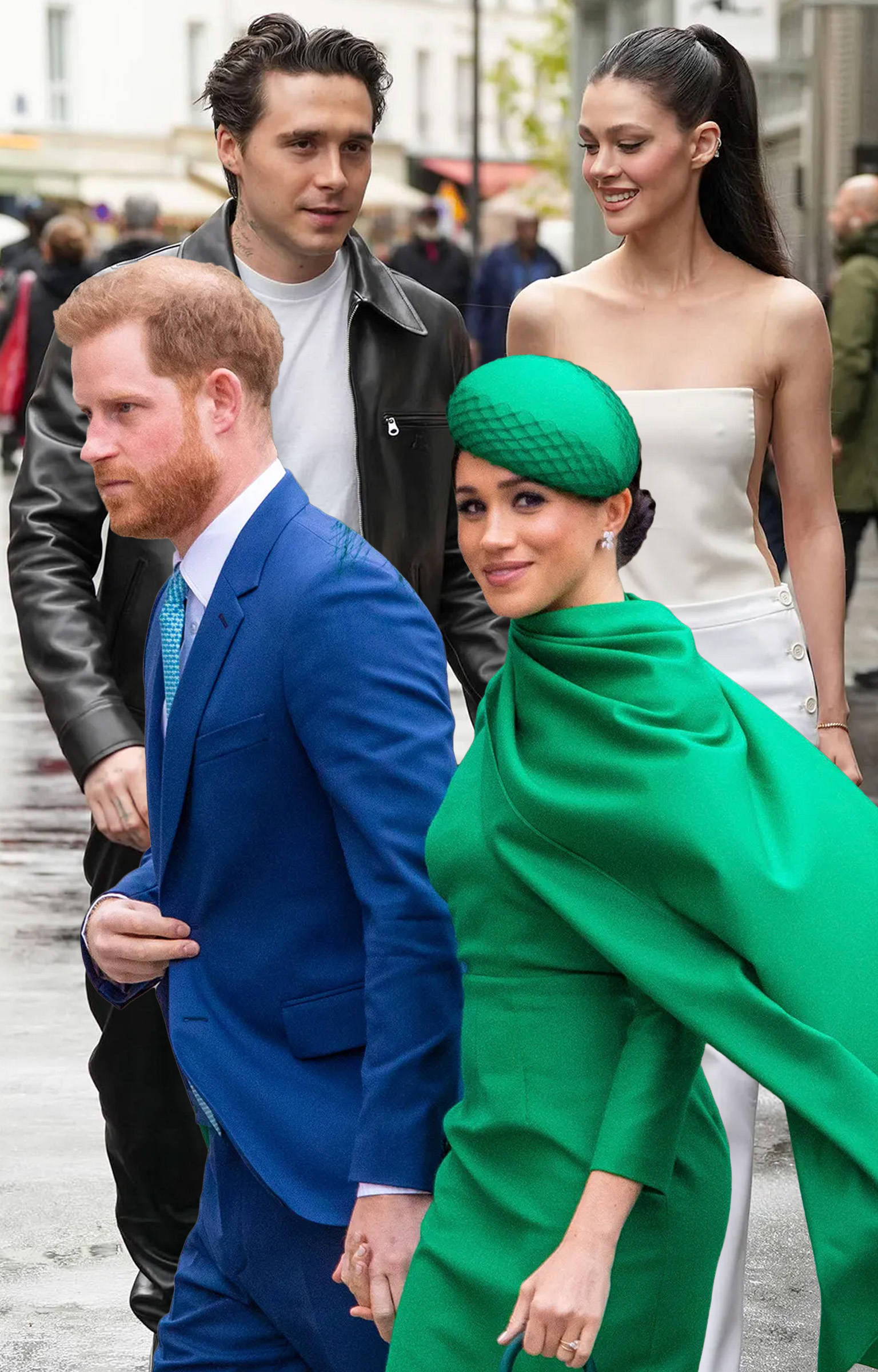 meaghan markle prince harry and brooklyn beckham collage