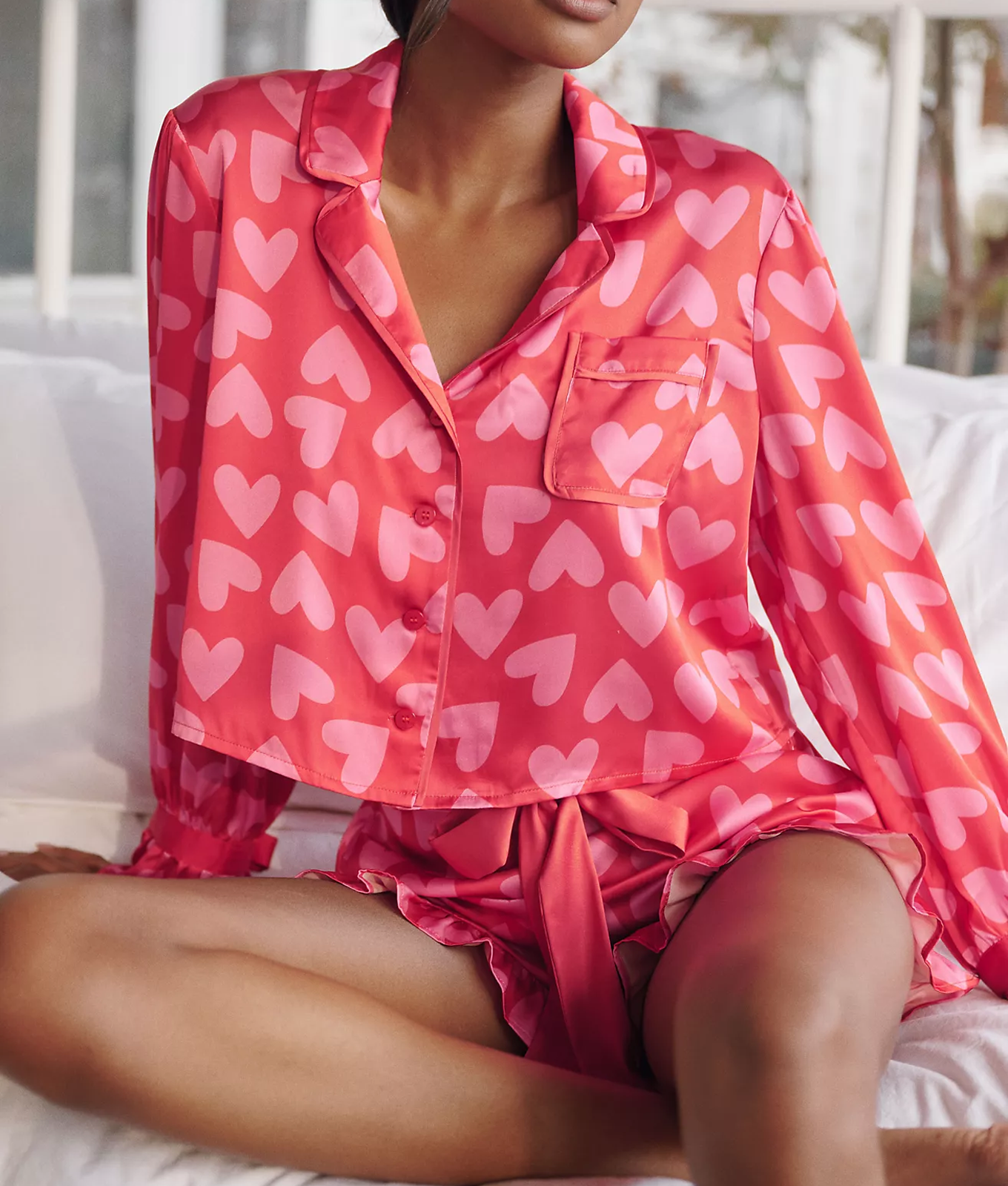 Anthropologie Valentine's Day 2026: heart-patterned pajama short set