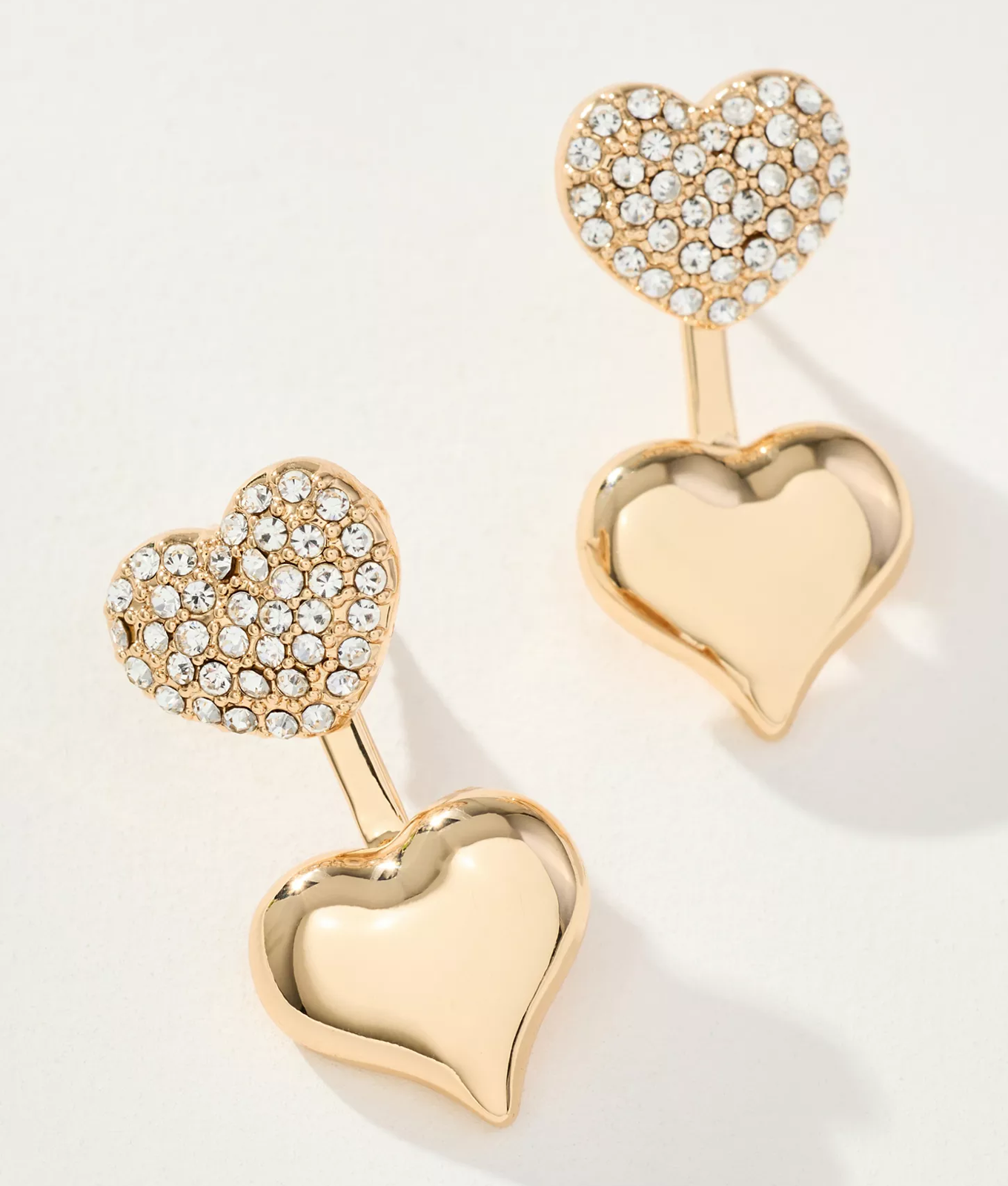 Anthropologie Valentine's Day 2026: Gold crystal heart earrings