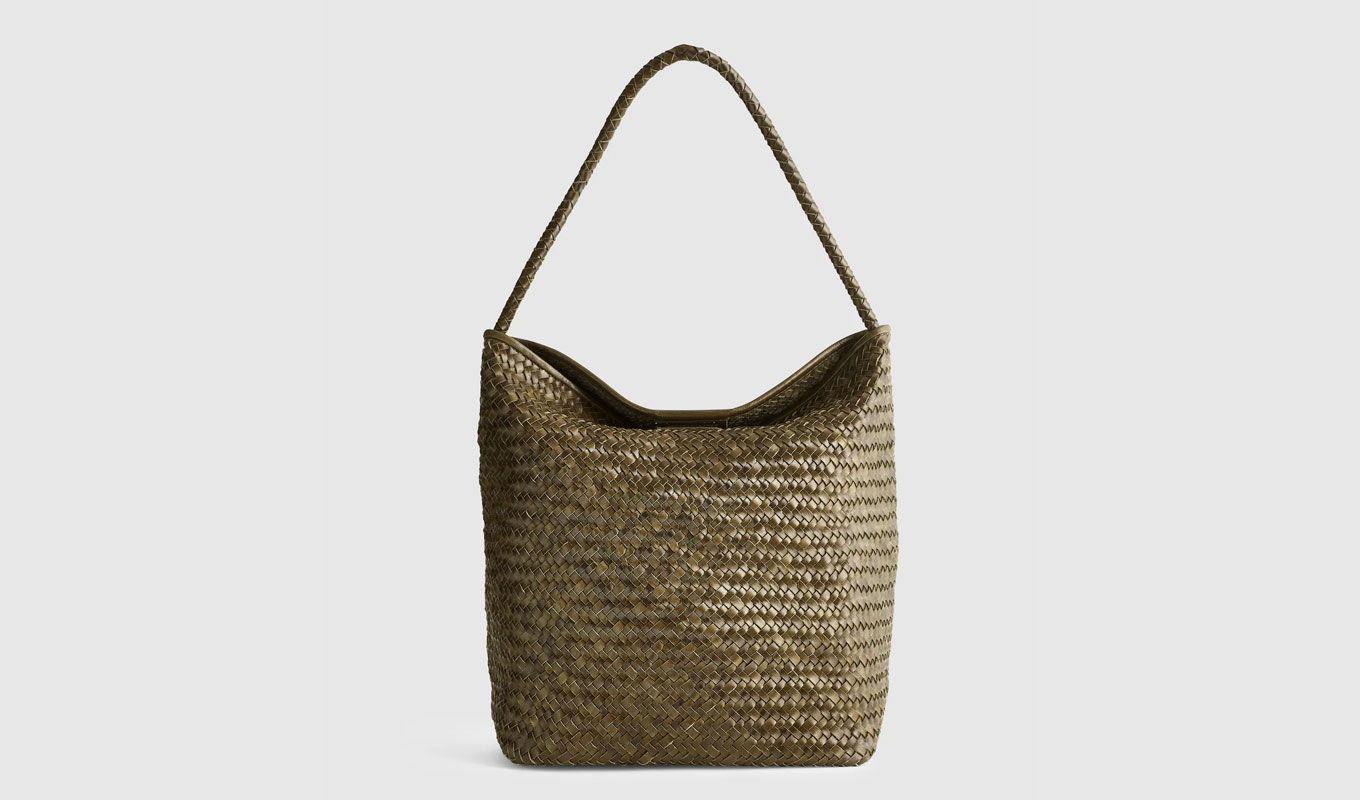 madewell woven green bag