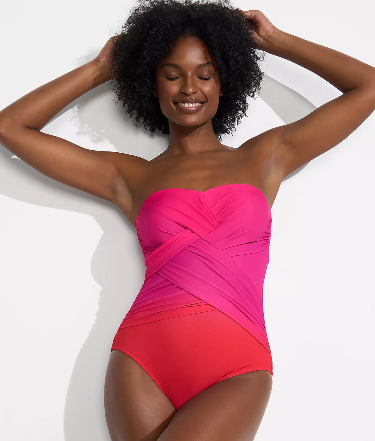 PureWow Readers Favorite Awards 2026: Lands' End Slendersuit pink criss-cross drape one-piece swimsuit