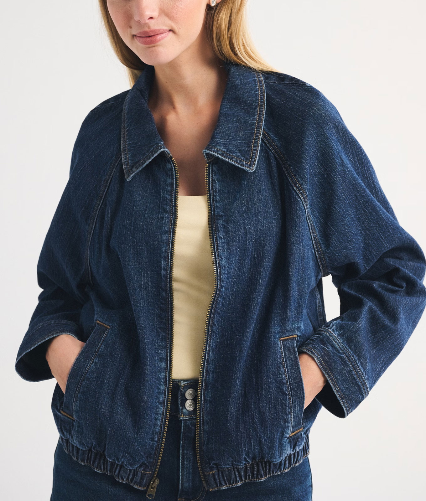 story denim bomber jacker