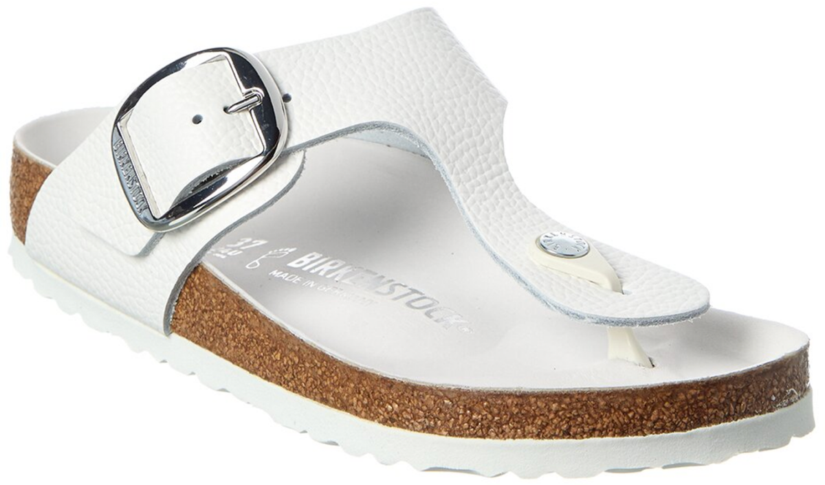Secret Birkenstock Sale: White Gizeh Big Buckle Sandal