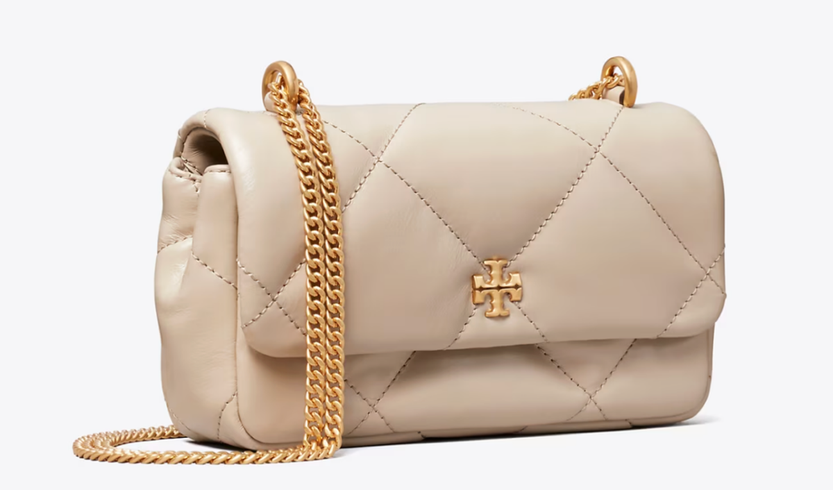 Tory Burch Semi-Annual Sale 2026: beige padded crossbody