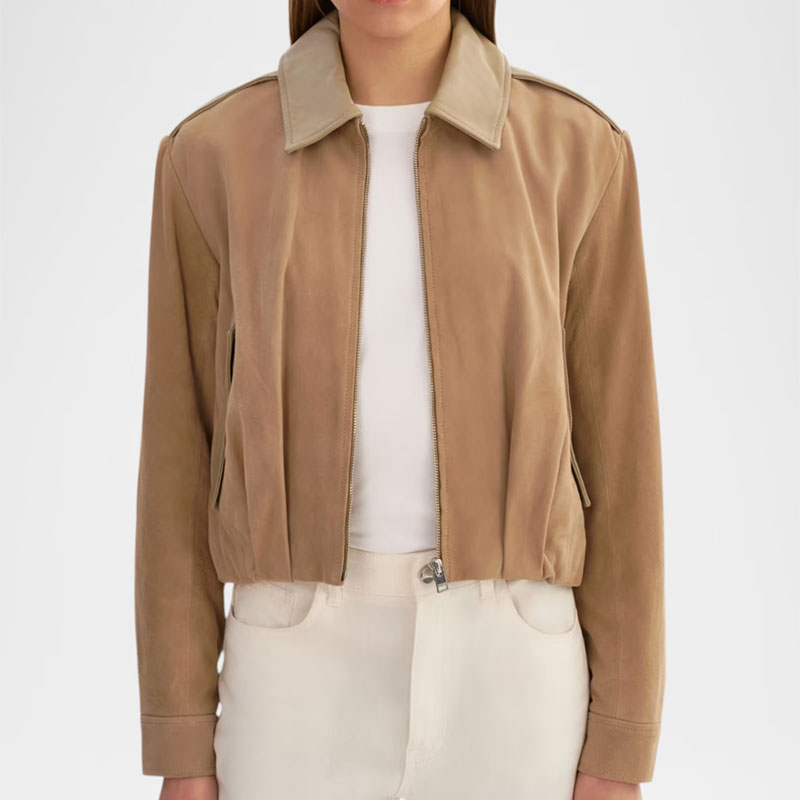 fall fashion trends lamarque suede bomber jacket