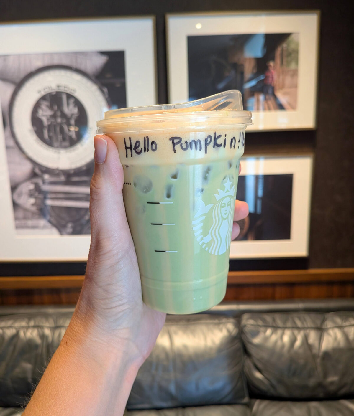 pumpkin cream matcha latte