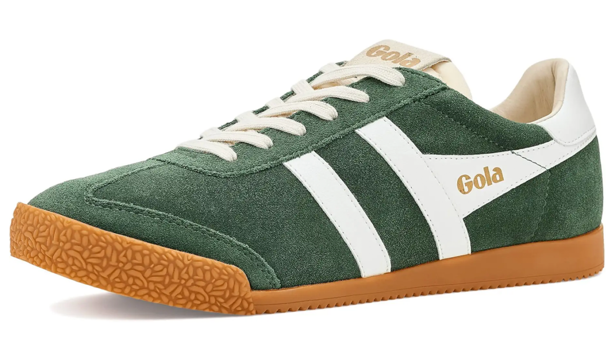 Tenniscore Trend for Fall 2026: Gola green suede tennis sneaker