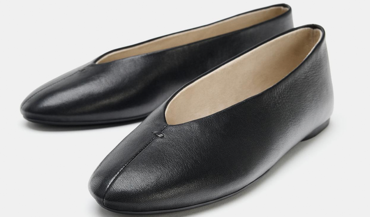 zara black leather ballet flats 1200x706
