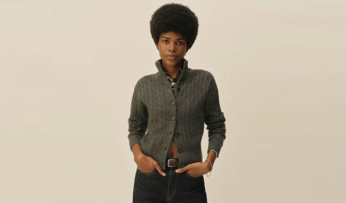 best fall cardigans: buck mason cable collared cardigan