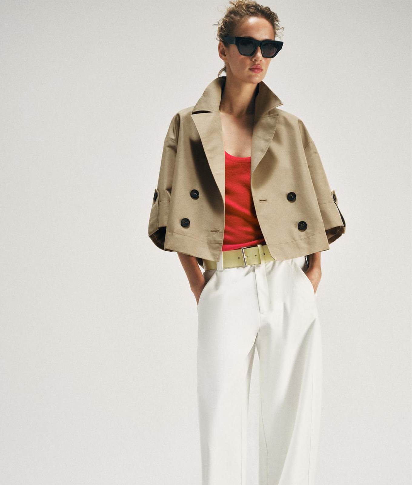cropped trench coat for petites: zara short sleeve cropped trench