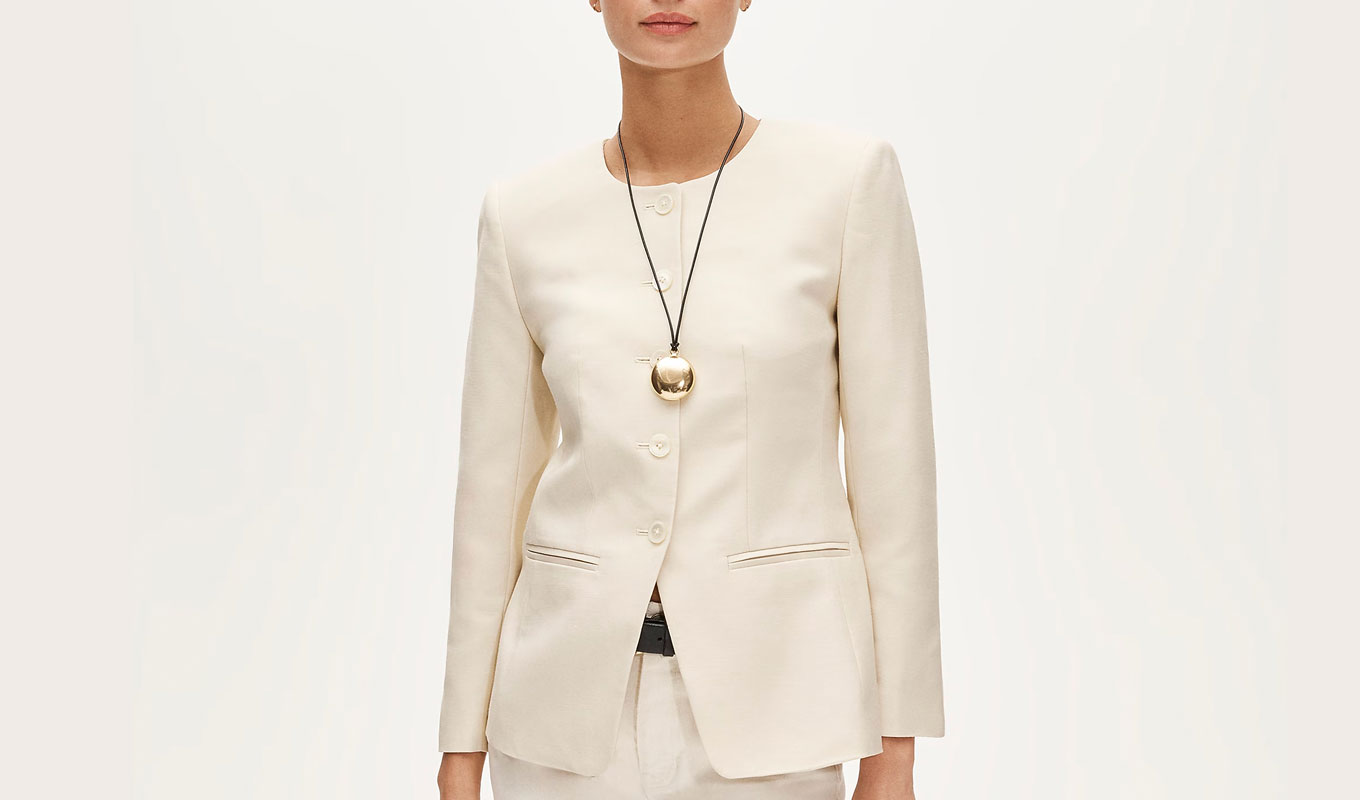 jcrew cream collarless blazer