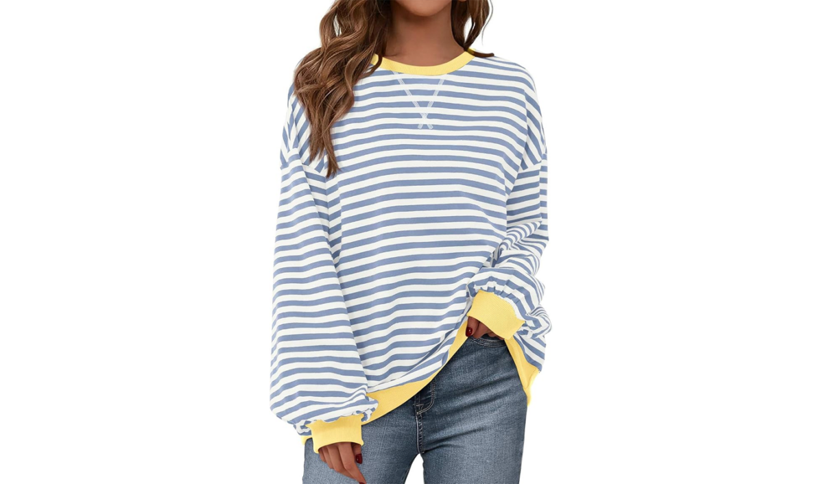 prime day fashion striped sweatshirt 1200x706