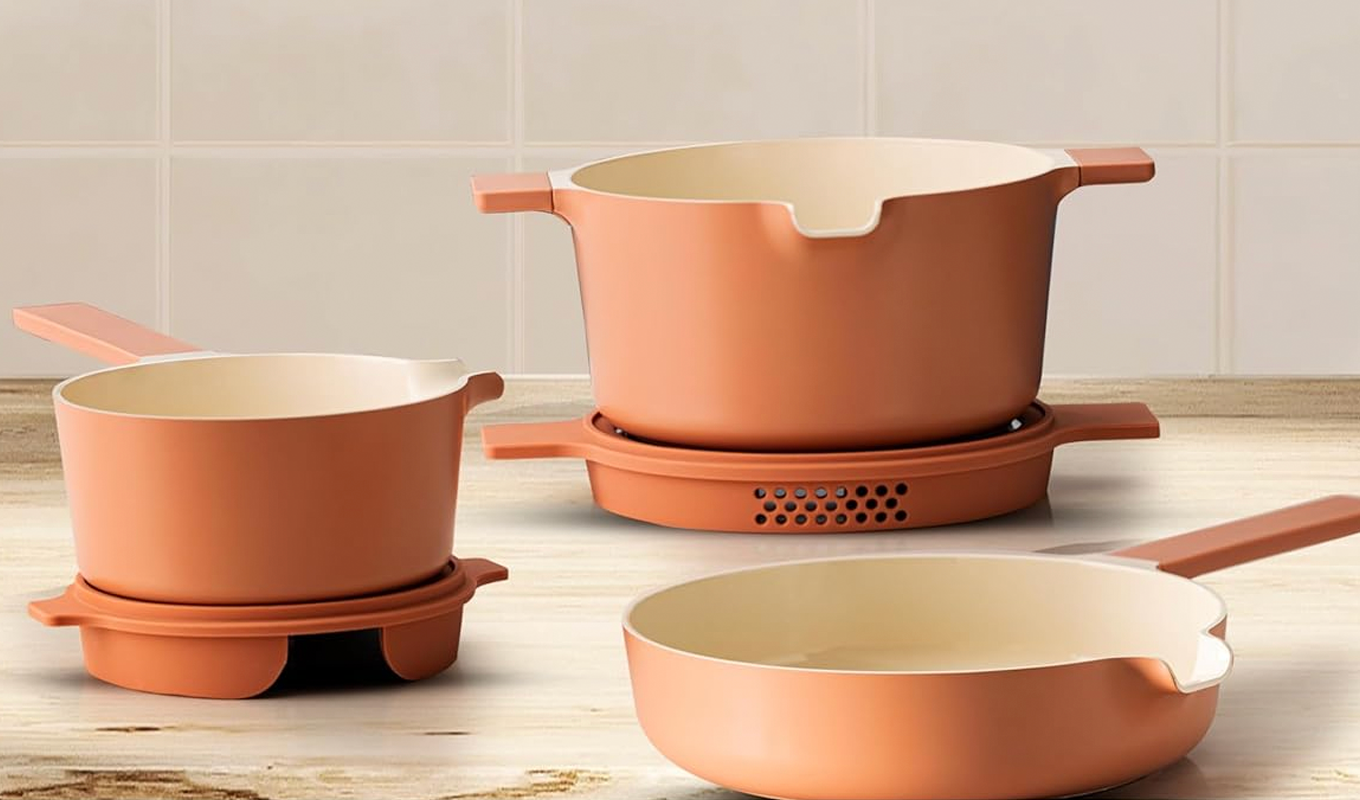 Oprah's Favorite Things: Pink Stackable Alva Cookware Set