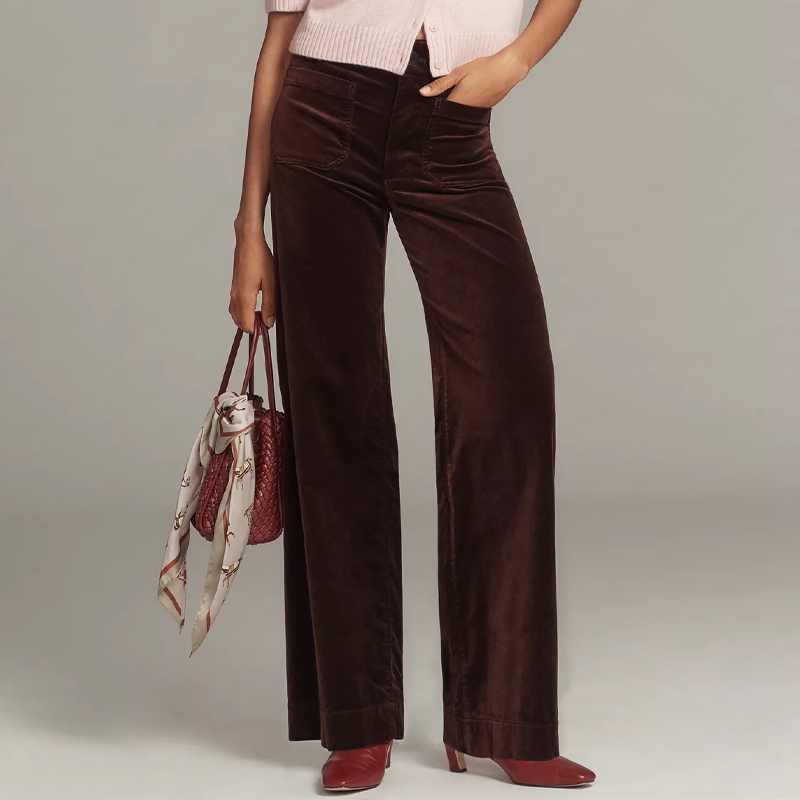 anthropologie maeve colette brown velvet pants
