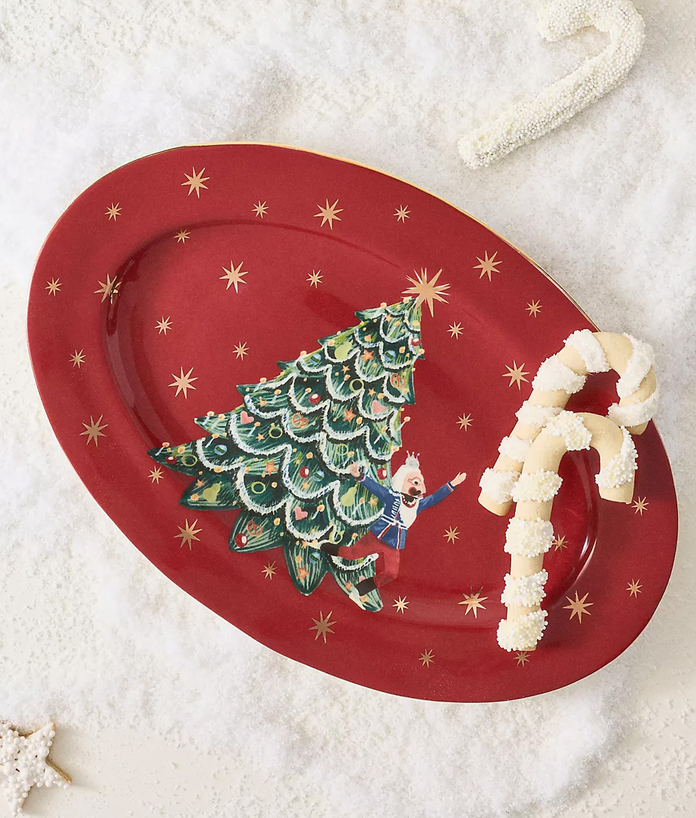 anthropologie x nyc ballet collection red platter with christmas tree