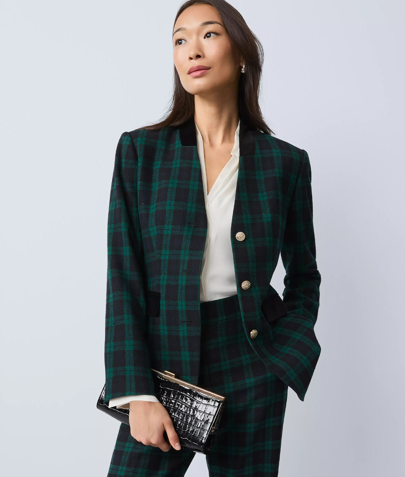 The Ann Taylor Long Collarless Blazer.