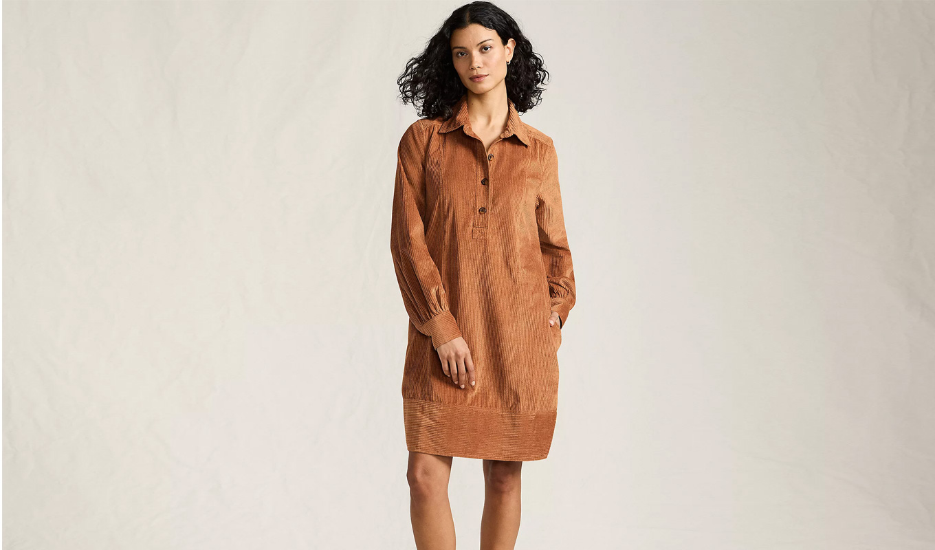 comfortable dresses for thanksgiving lands' end brown corduroy long sleeve mini