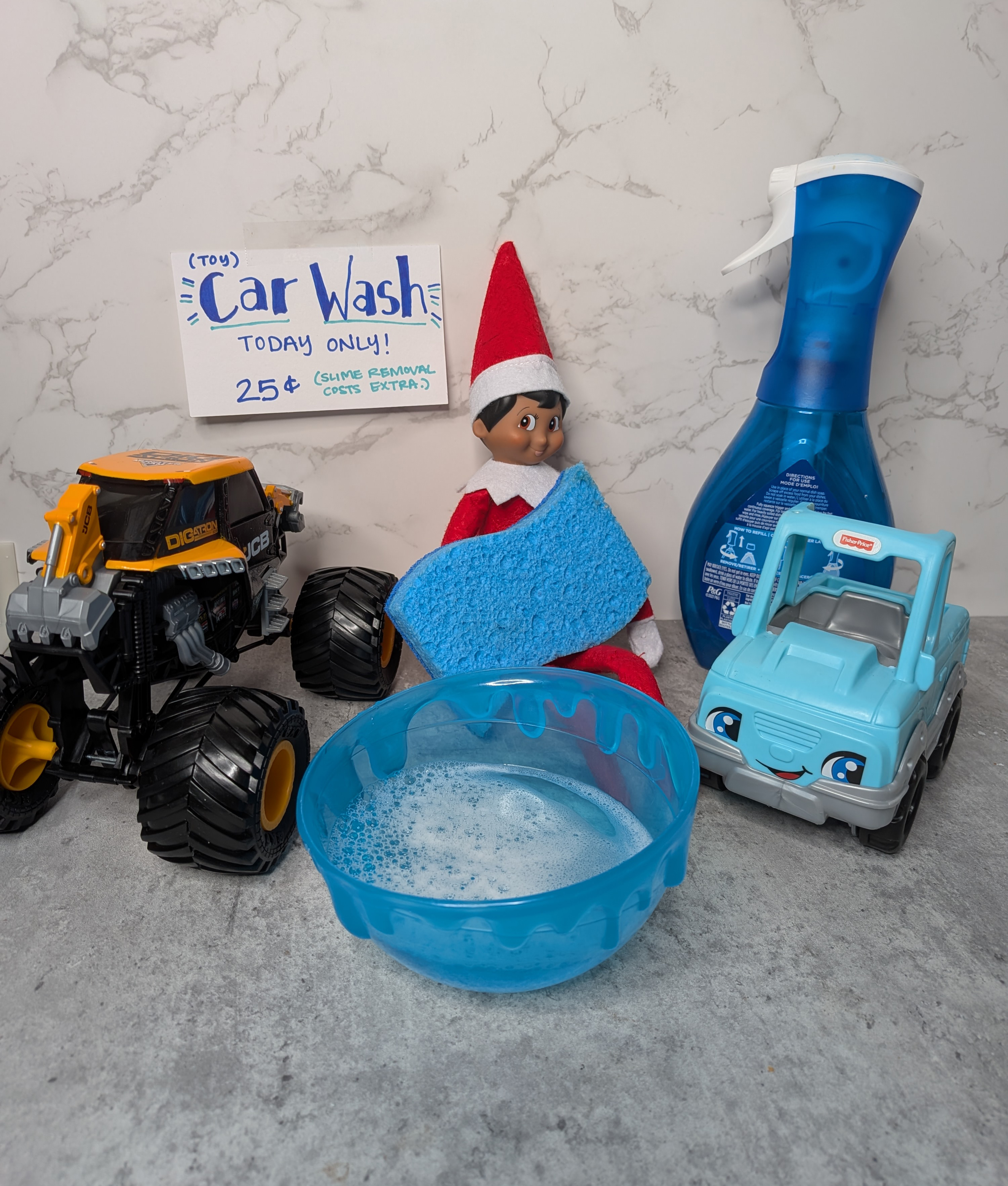 easy elf on the shelf ideas: car wash