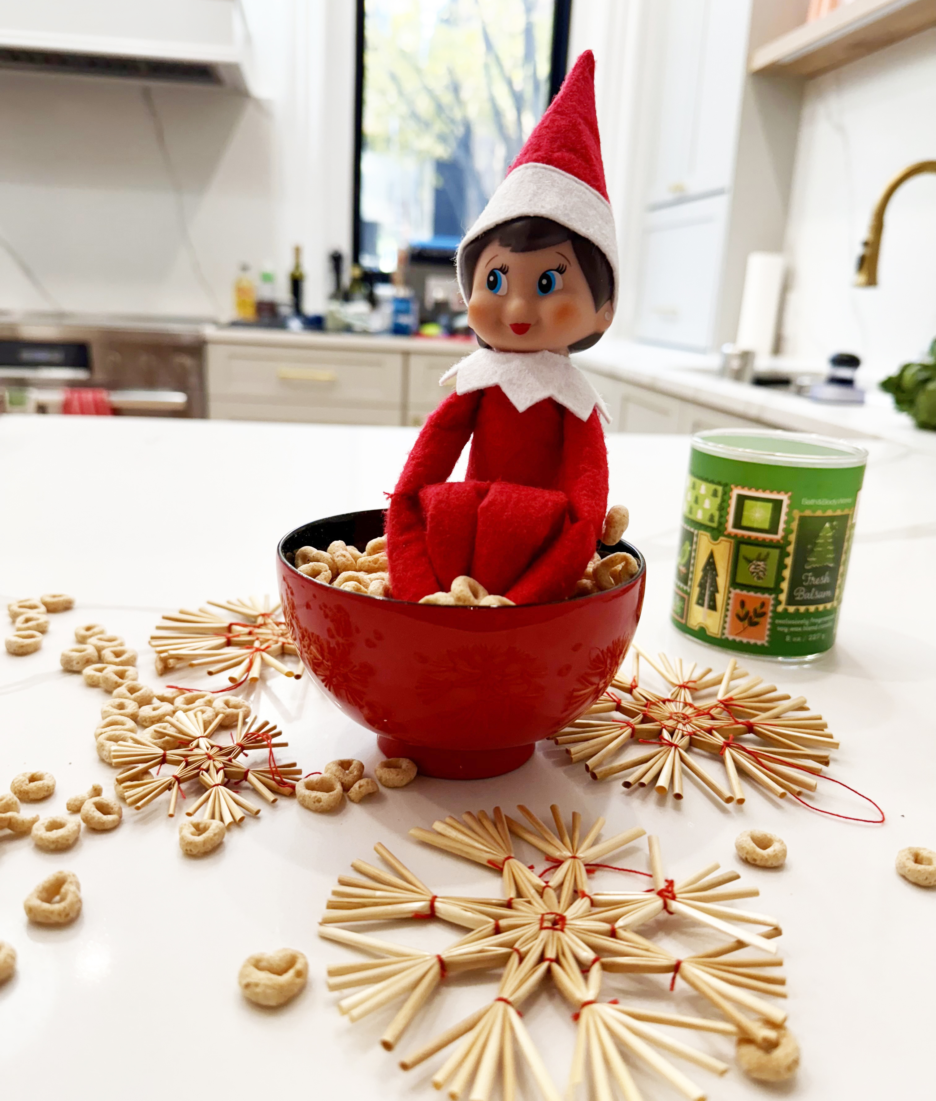 easy elf on the shelf ideas: cereal bath