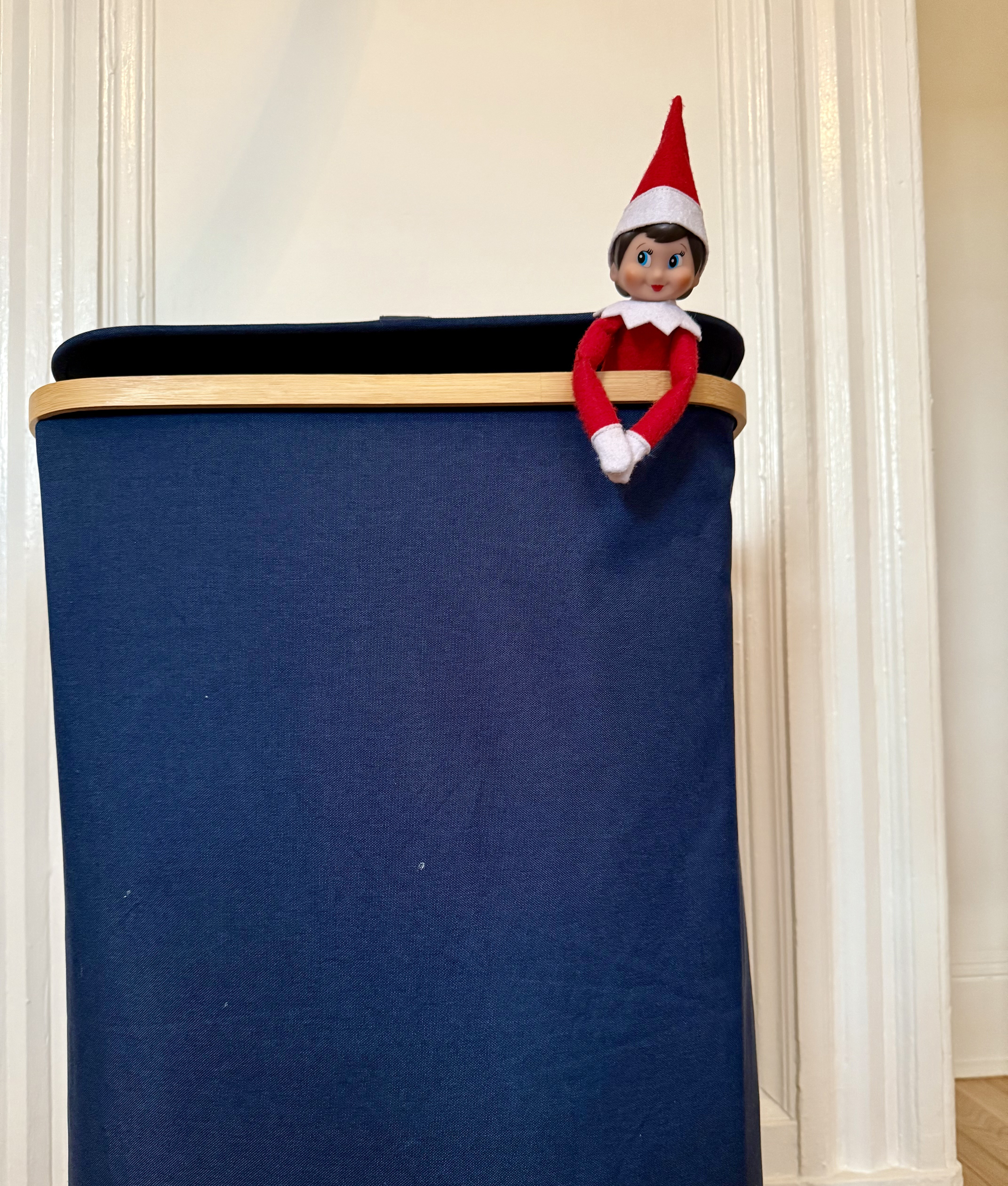 elf on shelf in hamper