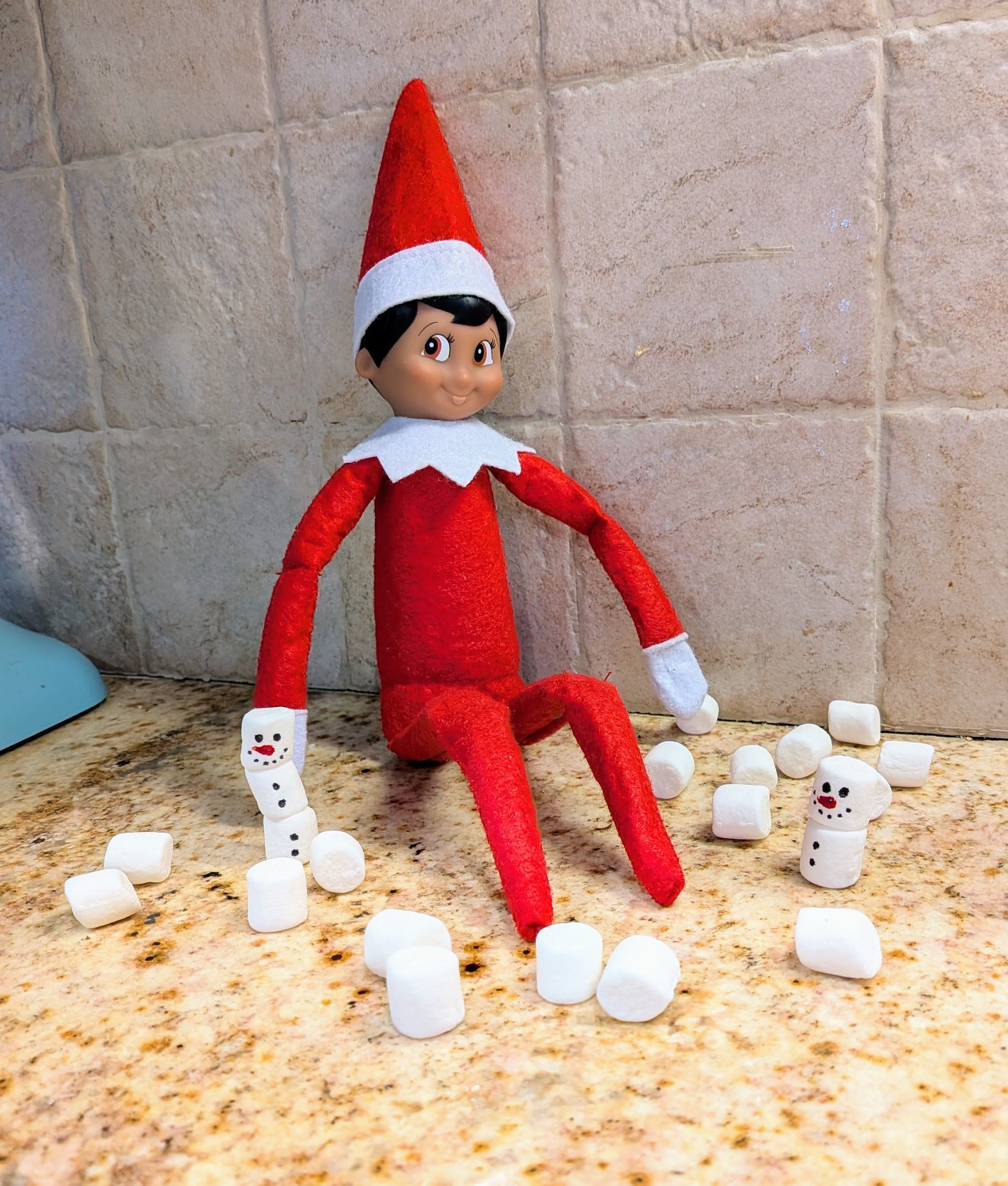 elf snowman made out of marshmallows