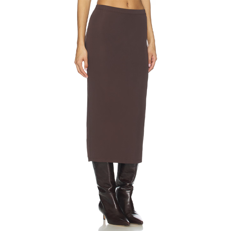 good american brown midi skirt