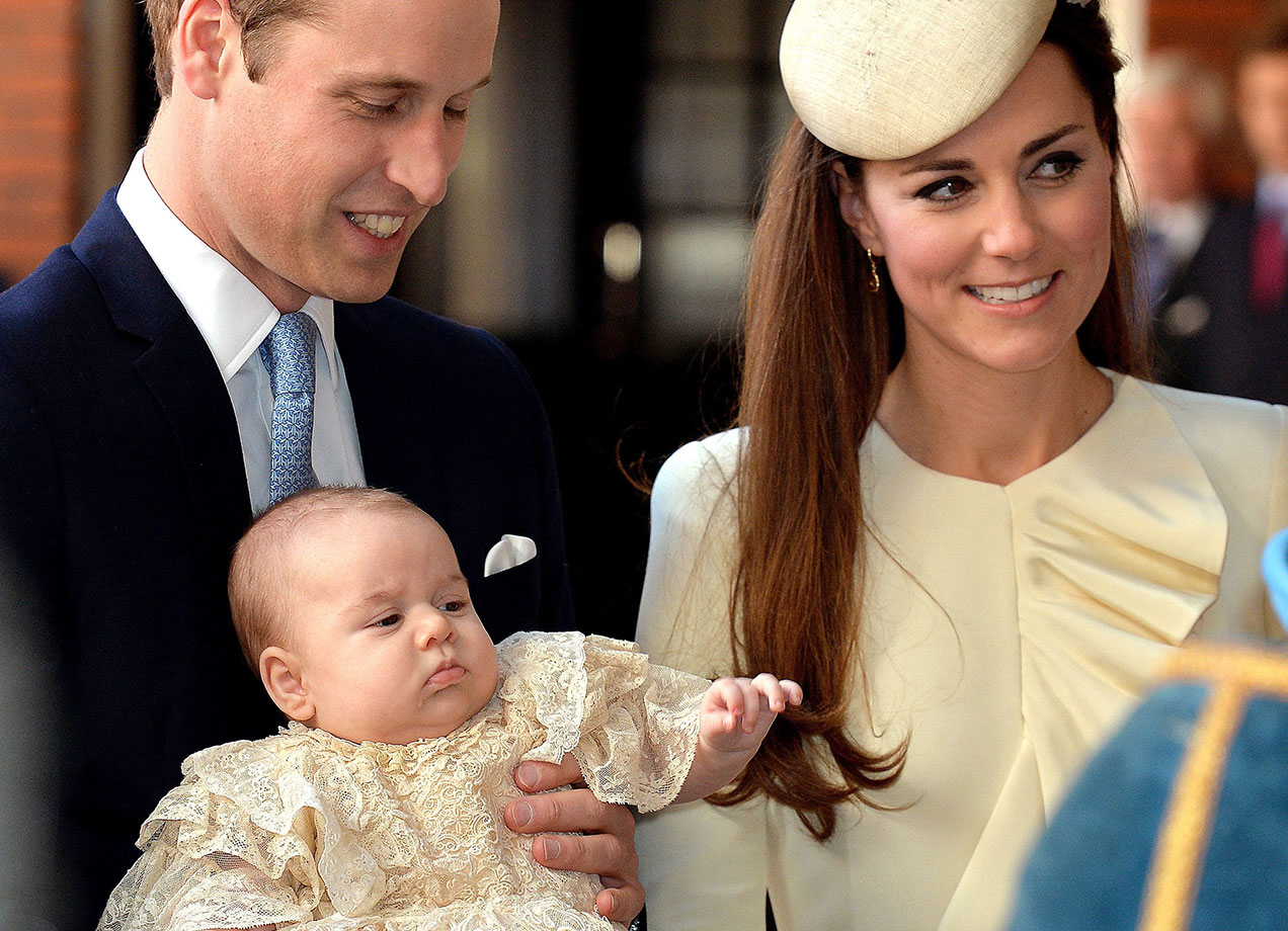 kate middleton prince george godparents: prince william, kate middleton and prince george at george's christening