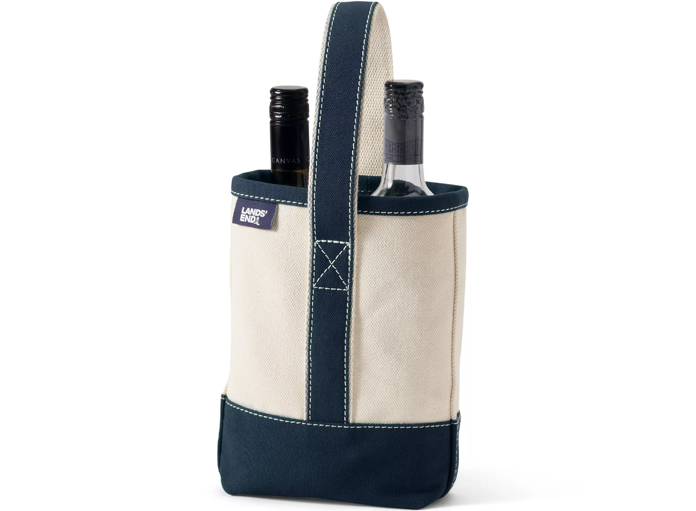 lands end wine cavnas tote