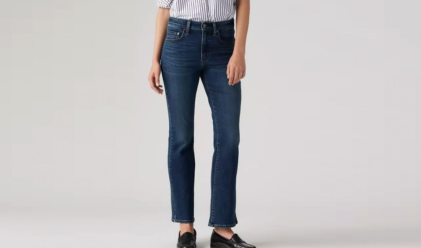 levi's sale dark wash kick boot jeans
