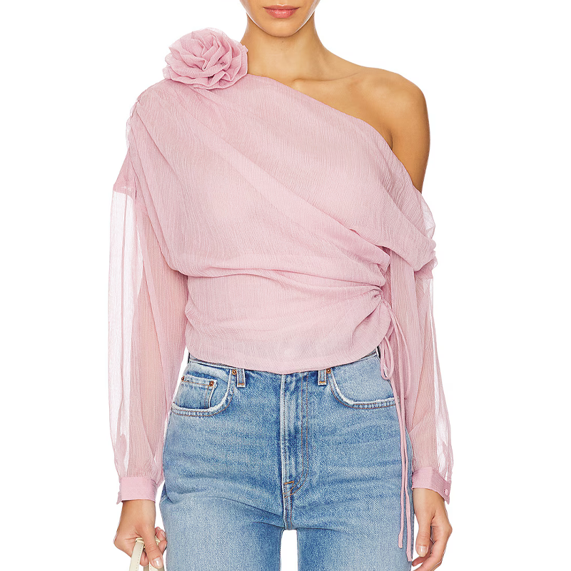 lovers and friends one shoulder top pastel pink