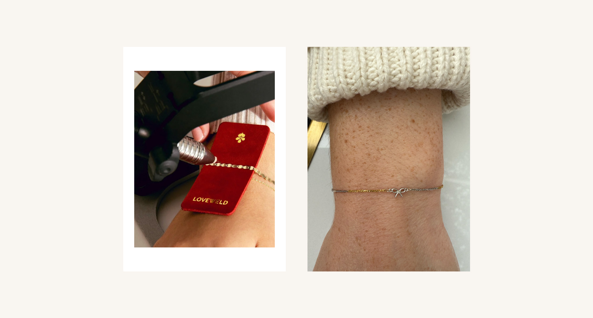 loveweld permanent jewelry bracelet collage