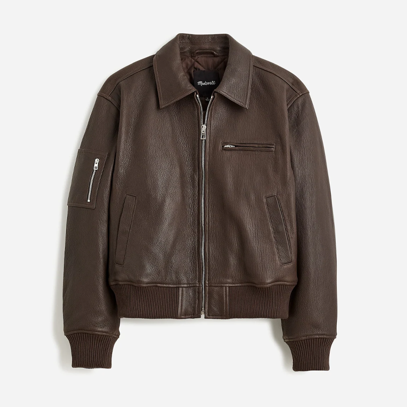 madewell leather bomber jacket