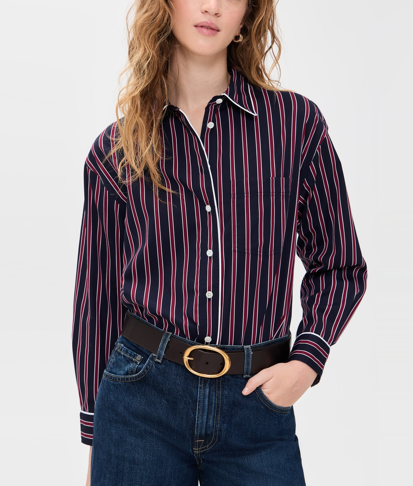 madewell stripe button up shirt