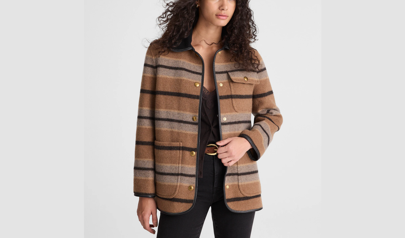Madewell Black Friday 2025: Brown striped wool chore coat