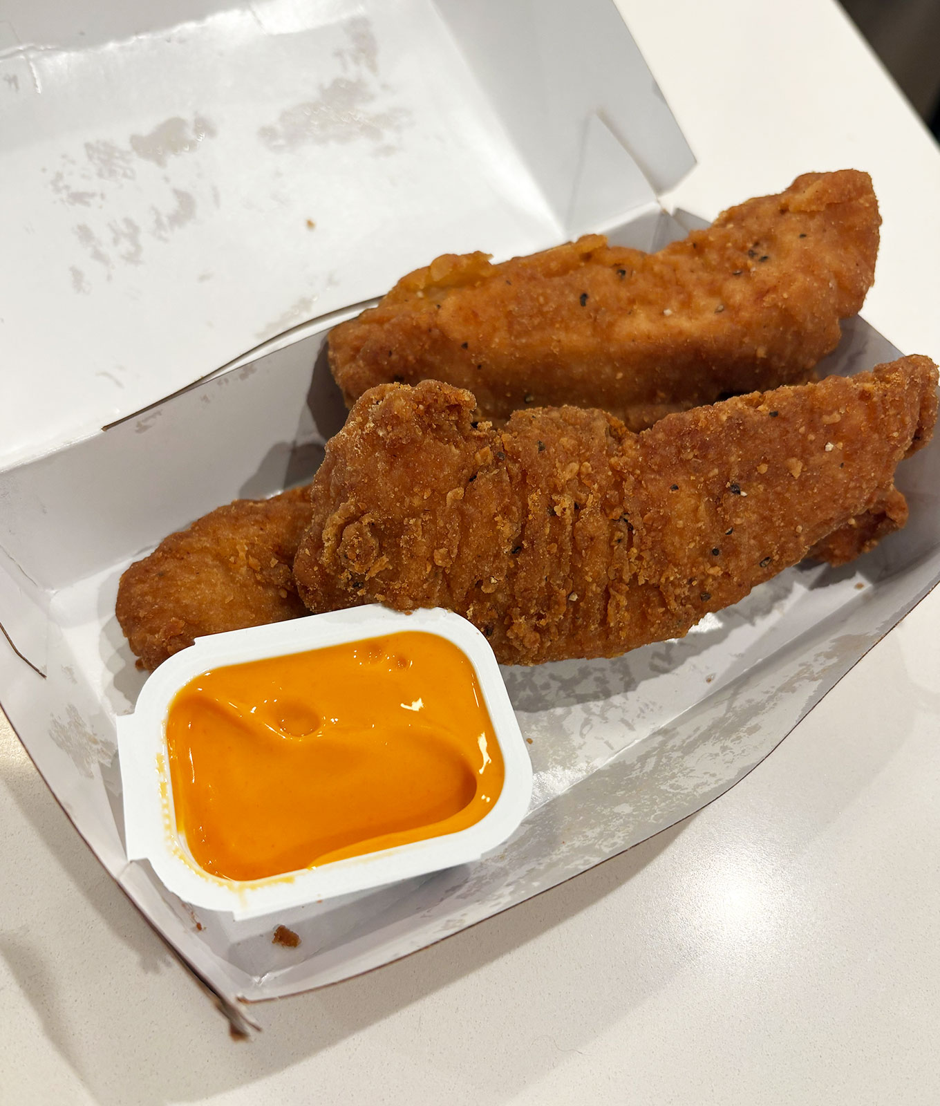 mcdonald's buffalo ranch sauce menu review: mccrispy strips with dip cup