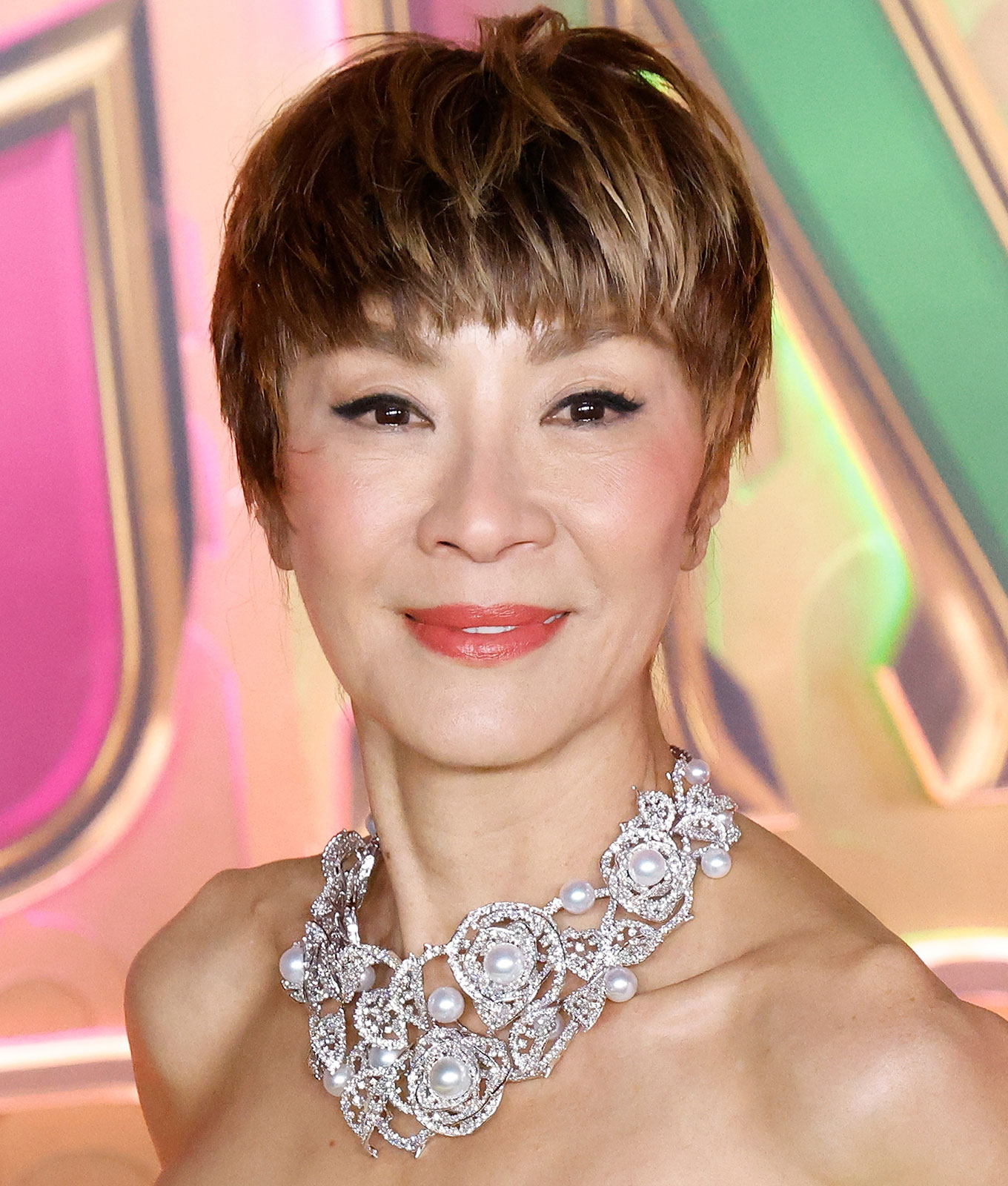 michelle yeoh pixie haircut: michelle yeoh in pixie cut at NYC wicked premiere