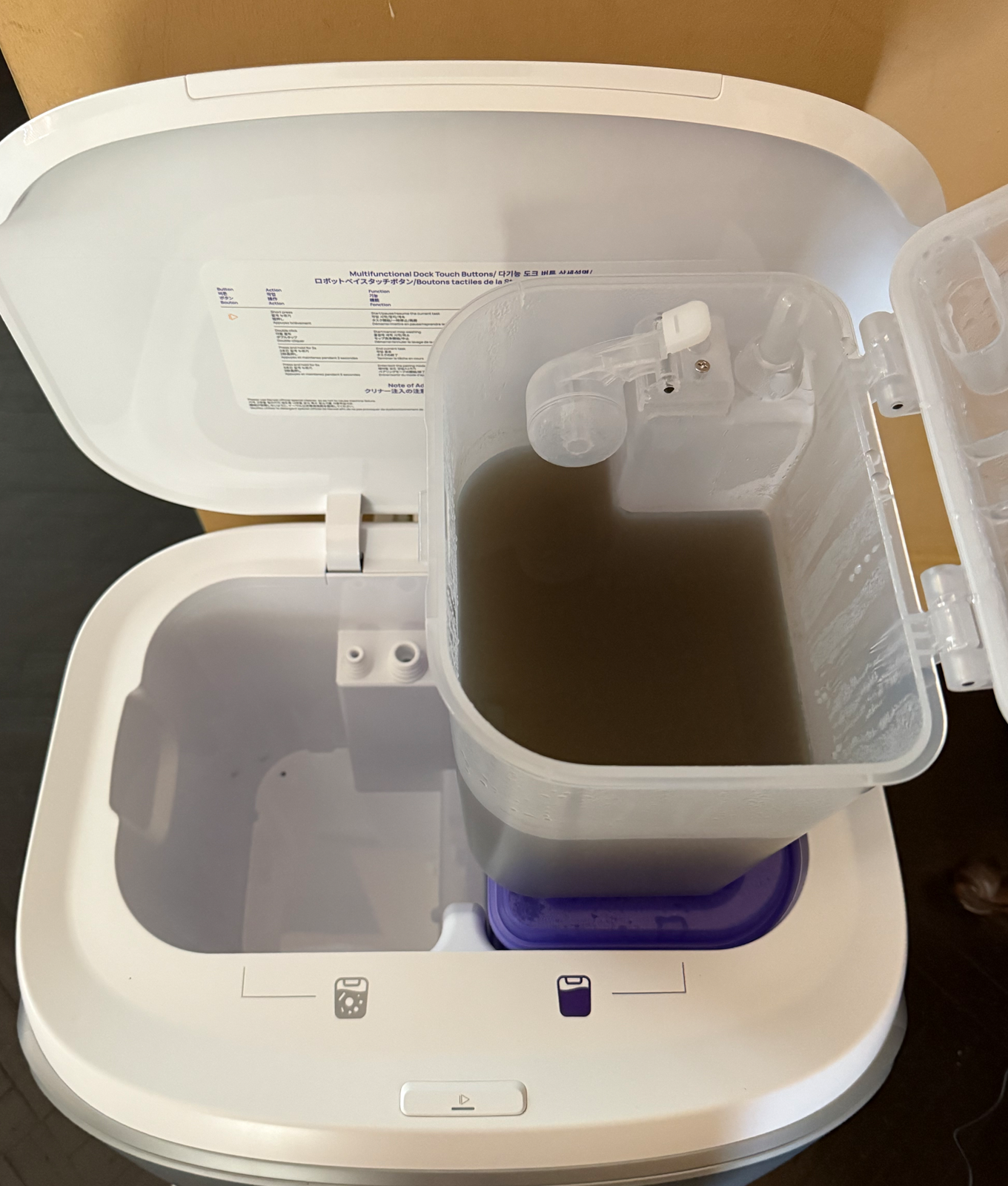 Narwal Flow Robot Vacuum/Mop Review: Original photo by Stephanie Maida of Narwal Flow dirty water tank